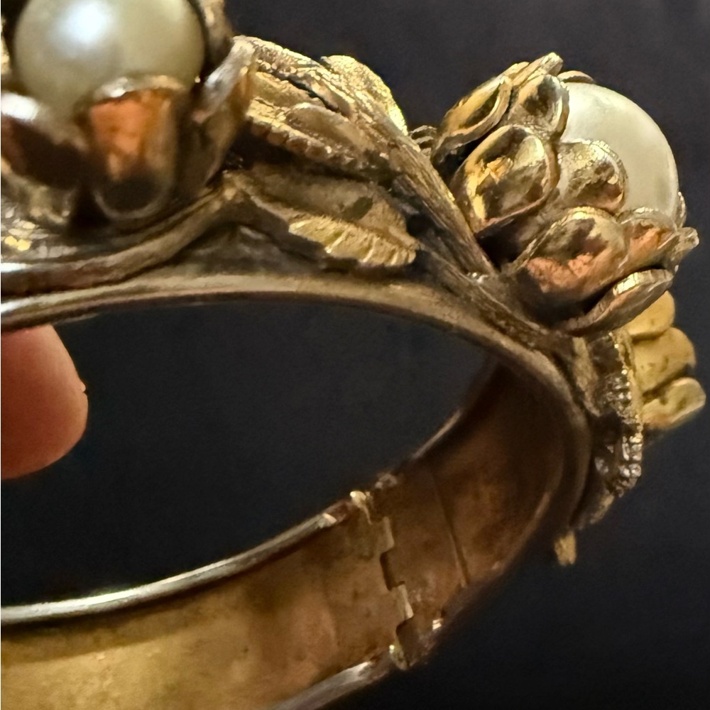 Gold and Cream Intricate Cuff Bracelet